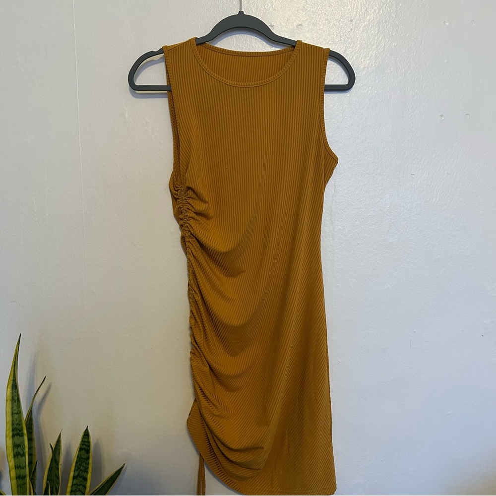 SHEIN Mustard Tank Dress with Adjustable Side Ruching Size L